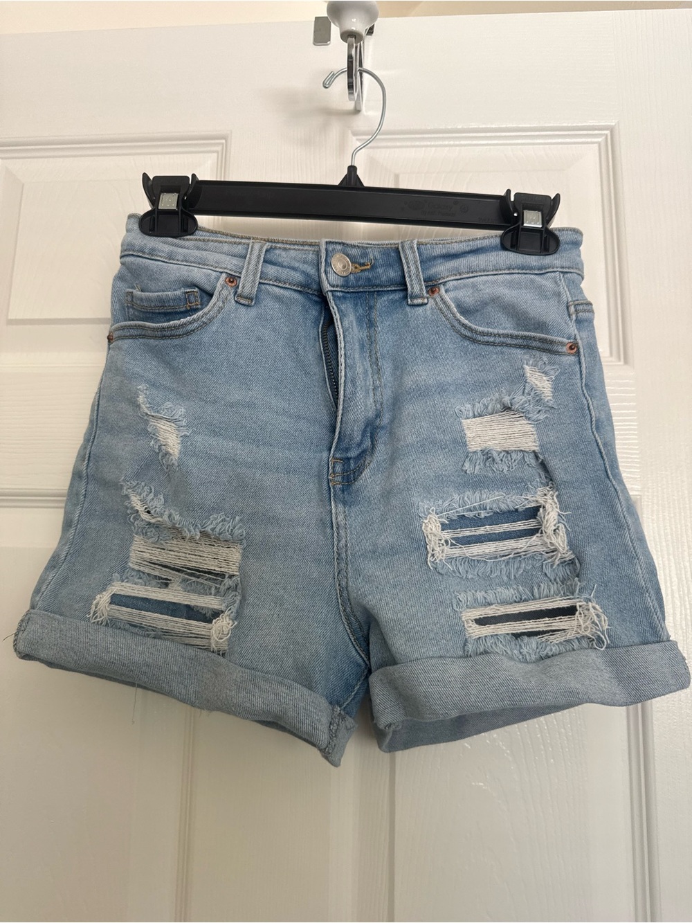 Wax Jean Light Wash Distressed Denim Shorts